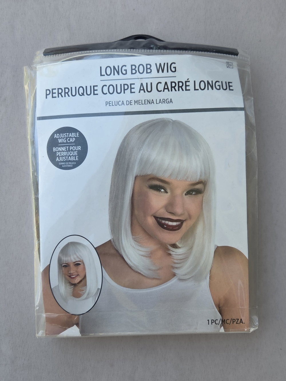 NWT Amscan White Long Bob Costume Wig with Bangs Unopened
